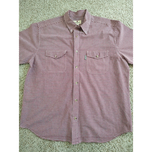 Woolrich Shirt‎ Men's XL Checker Casual Button Down Short Sleeve Red White - Picture 1 of 7